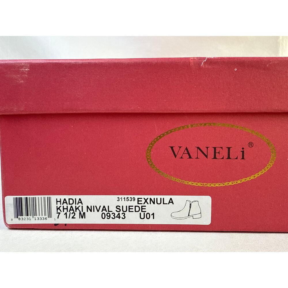 VANELi Ankle Boots Hadia Womens 7.5 Suede Khaki Nival Double Side Zip 311539 - Picture 11 of 12